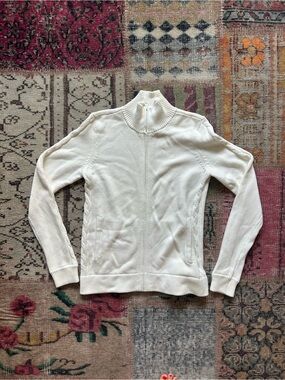 Lilly Pulitzer Cream Ribbed Knit Zip Cardigan
